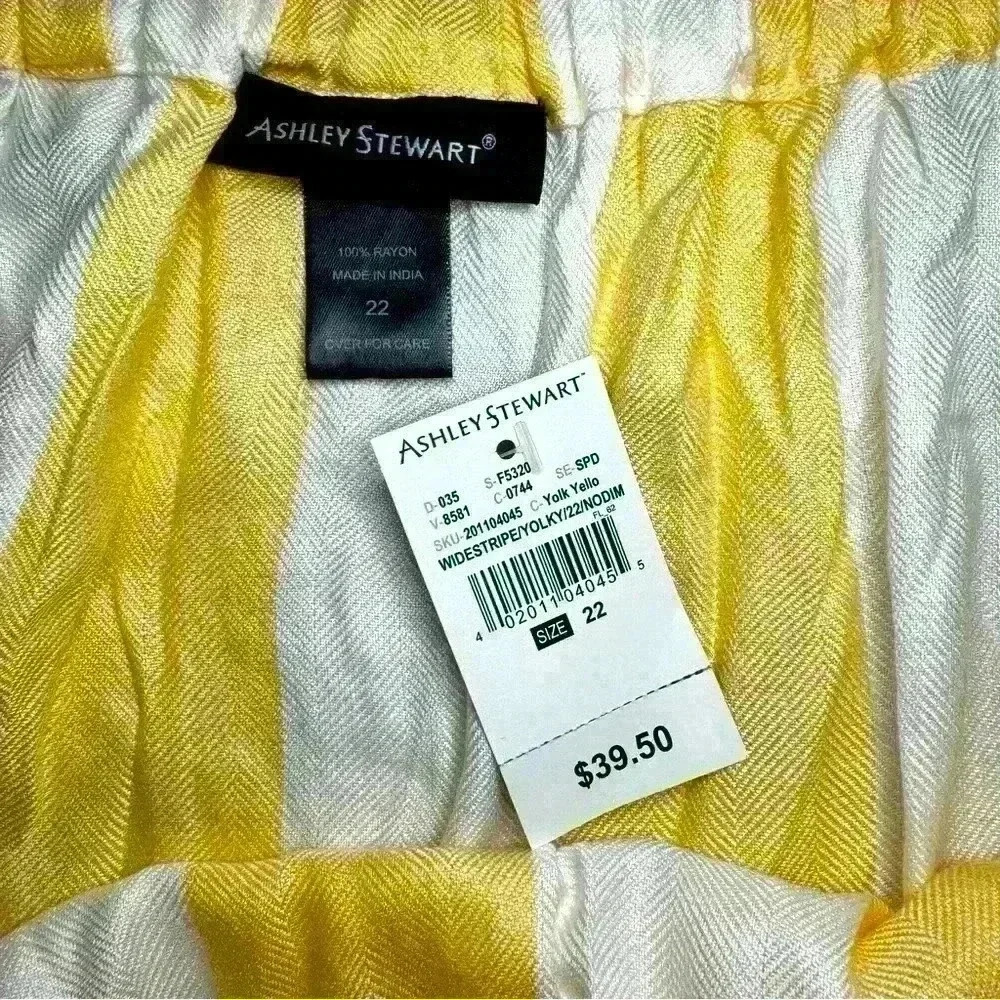NWT Ashley Stewart Yellow/White Striped Off The Shoulder Cropped Blouse Size 22 - Picture 3 of 4